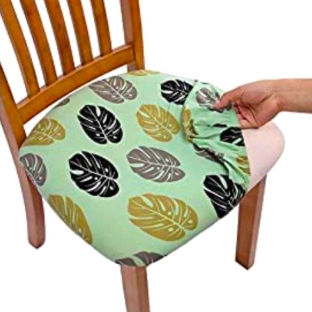 NEW- 4 pc Set of Monstera Leaf Tropical Leaves Chair Covers Coastal Nautical Lot